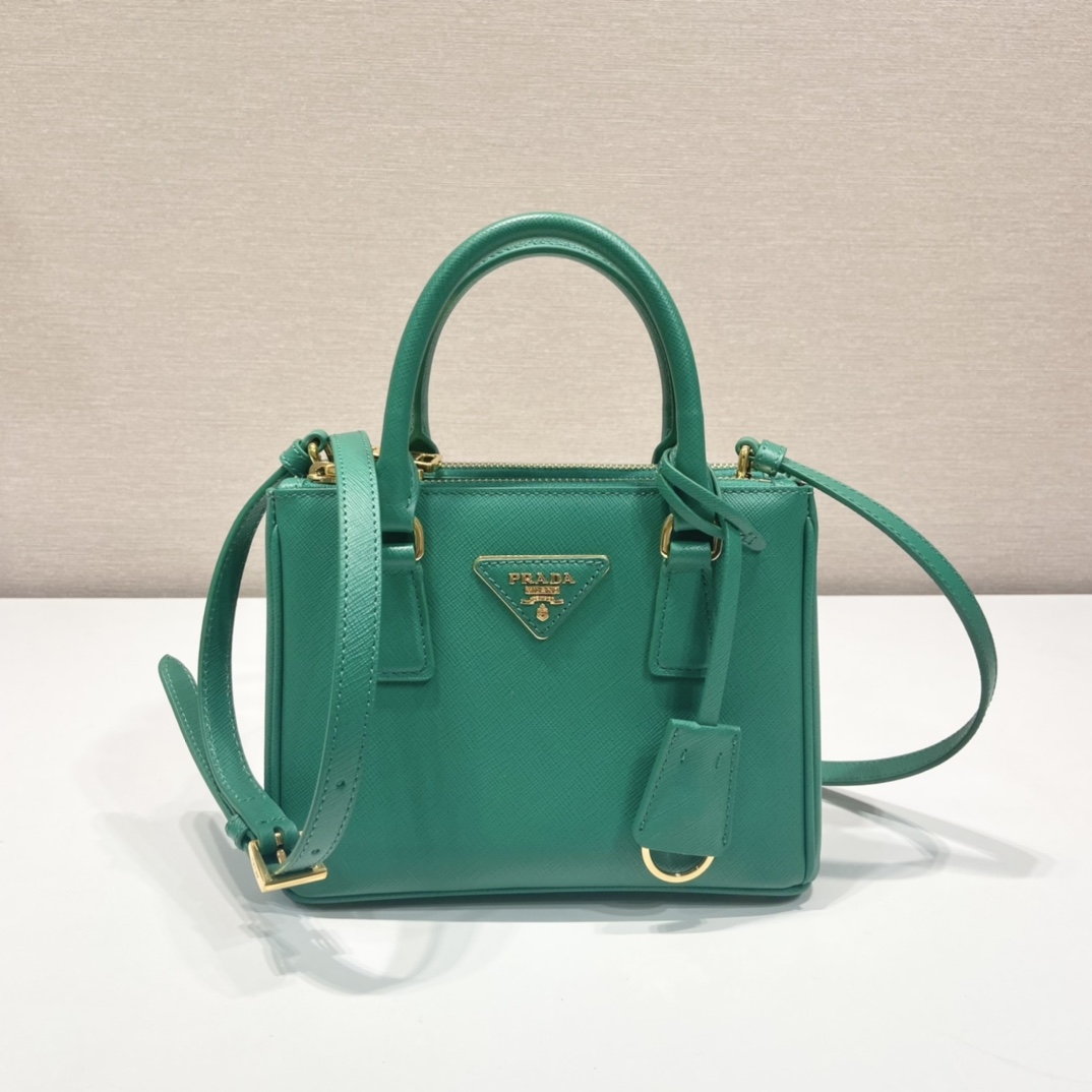 Prada Mini Galleria Saffiano Leather Bag Tote Shoulder Bag Mango Green 1BA906